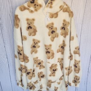 Cozy Teddy Bear Print Hoodie XXL